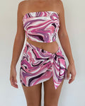 Pink Printed Skirt and Top 2 Piece Set